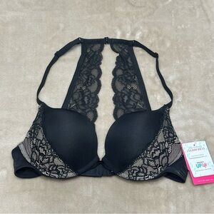 Essential Bodywear Piper Ultimate Push Up Plunge Bra #8518 Black Beige 36A